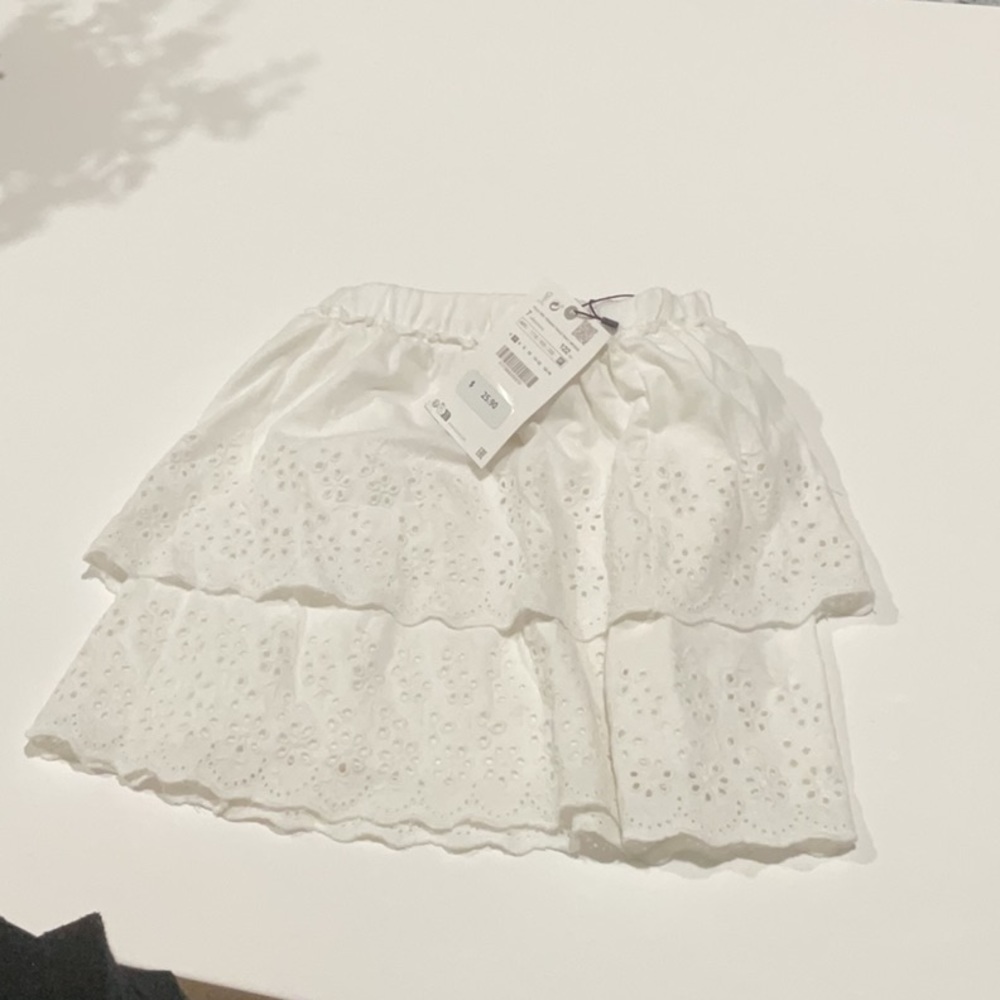 Zara kids girls A-line layered white skirt brand new